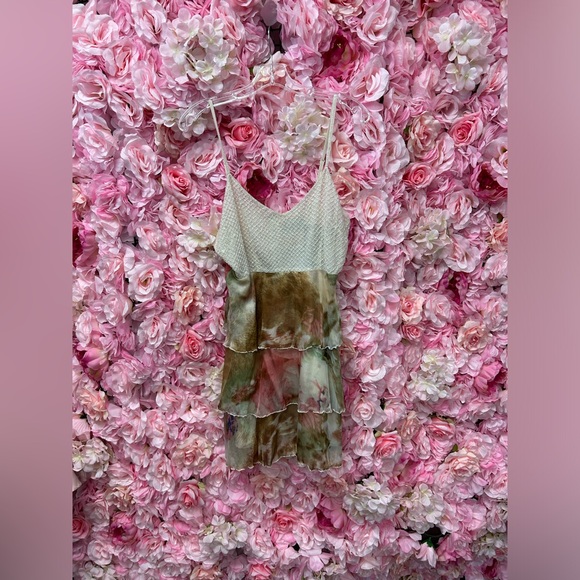 Silk dress Alexis Georgio 5132 Size 2 white w/ multicolored designs short dress - Picture 2 of 5